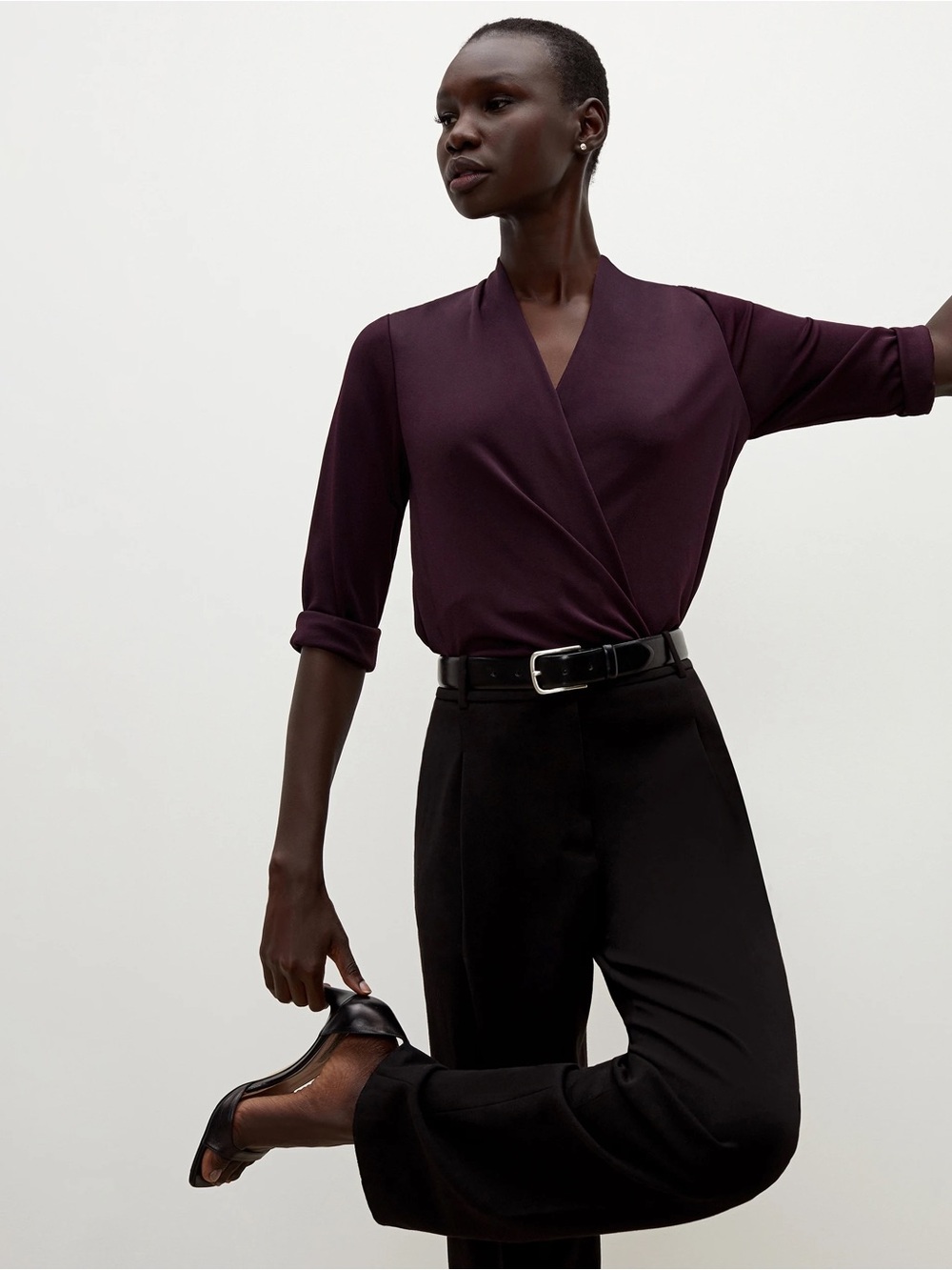 MM Lafleur Purple Wrap The Deneuve Top Blackberry
